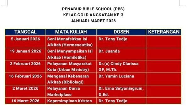 Jadwal Kelas Gold