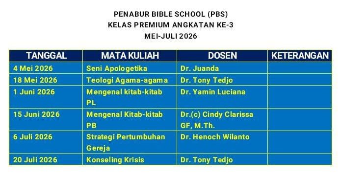 Jadwal Kelas Premium
