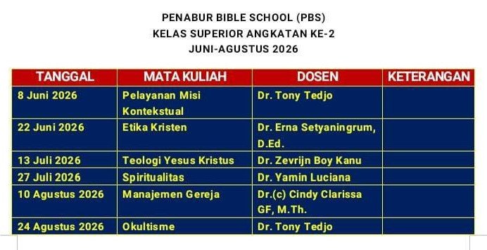 Jadwal Kelas Superior